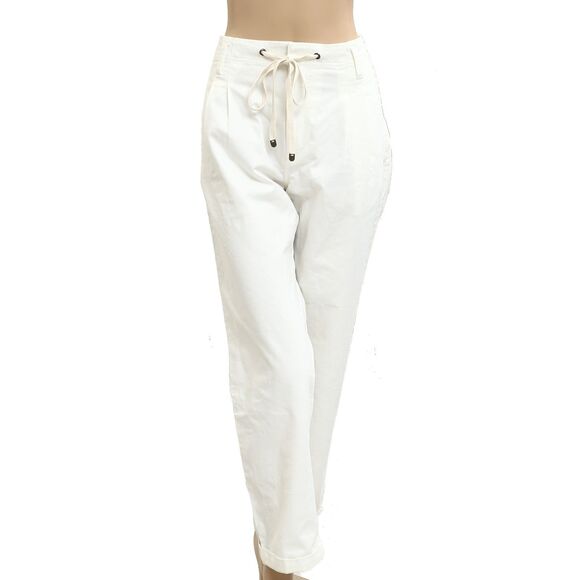 Pilcro Anthropologie Low-Rise Chino Pants White Straight Leg Pull On M 283029 - Picture 1 of 4